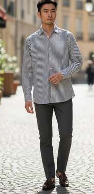 Patrick James Striped Dress West Coast Classic Shirt size XL